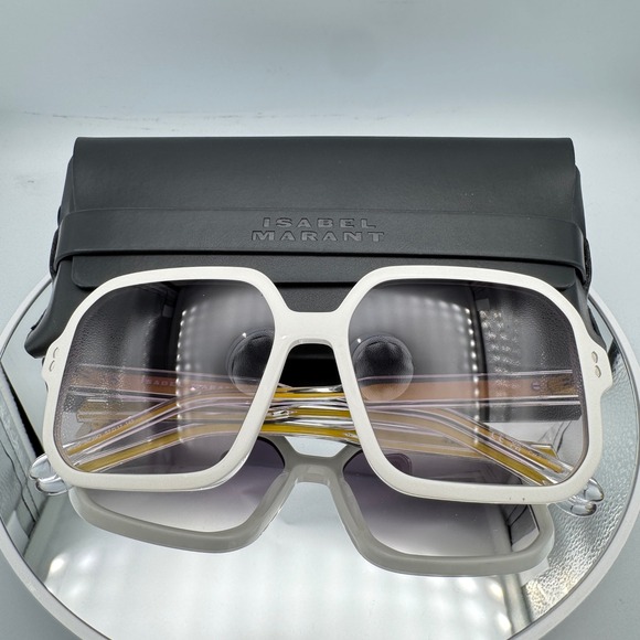 Isabel Marant Oversized Square Sunglasses White Yellow Gradient Grey IM 0163/S main image 11